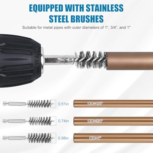 1/2" & 3/4" & 1" Copper Pipe Cleaner for Drill-Quick Rust Removal - Image 6