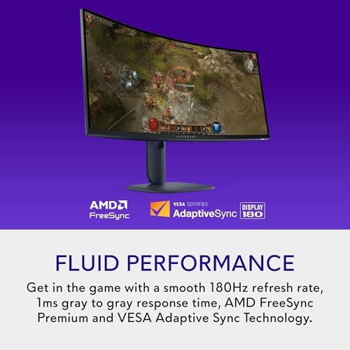 Alienware 34 Curved Gaming Monitor – AW3425DWM - 34-inch WQHD 180Hz 1ms Display, 1500R, AMD FreeSync Premium, VESA AdaptiveSync. - Image 3