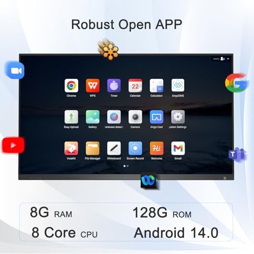 65 Inch Smart Board,4K Touch Screen Interactive Whiteboard, All-in-One Smart Digital Whiteboard for Classroom Home and Business Built in Android 14.0 8+128G with Robust App Ecosystem(Board+Wall Mount) - Image 2