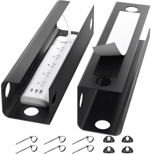 Yecaye 2 Pack Cable Management Under Desk, 31.5 in, Black by Yecaye