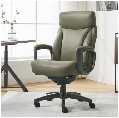 La-Z-Boy Arcadian Ergonomic Bonded Leather Swivel Executive Chair, Olive - Image 2