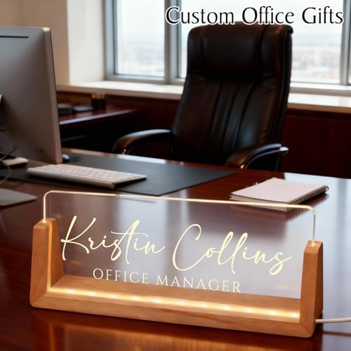 Personalized LED Name Plate for Desk, Light Up Acrylic Office Decor - Image 3
