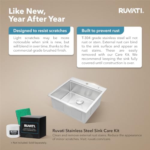Ruvati 25x22-in 16-Gauge Workstation Drop-in Kitchen Sink - RVH8023 - Image 7