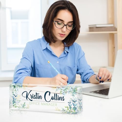 Custom Name Plate for Desk, Personalized Desk Name Plate on Clear Acrylic Glass, Appreciation Gifts for Teacher Employee Boss Coworkers Nurse, Office Desk Accessories for Women Men (Chartreuse) - Image 4