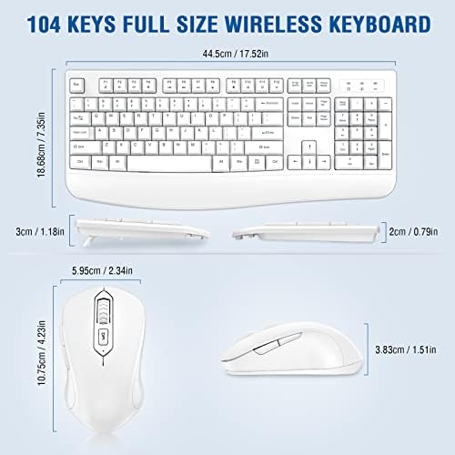 EDJO Wireless Keyboard and Mouse Combo, USB Plug & Play (White) - Image 2