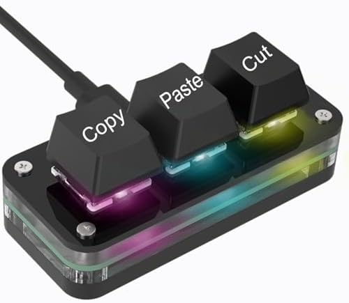 Copy Keyboard, Cut Copy Paste Keypad, One Handed Macro Keypad, Programmable Mechanical Keyboard for Working and Gaming, Shortcut Keyboard for PC, MAC, Laptop (Black) by NOVVAOGO