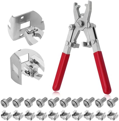 Rotable Cage Nut Tool and 10Sets Rack Screws, Cage Nut Installing/Removing Server Room Rack Side and Top, IT, Data Center, Cabinet, Server Shelves Fixing, Tool for Cage Nut of M4 M5 M6 M8 M10-(Red) by Unknown