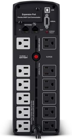 CyberPower CP1500PFCLCDTAA PFC Sinewave UPS System, 1500VA/1000W, 12 Outlets, AVR, Mini Tower, TAA Certified, Black - Image 2