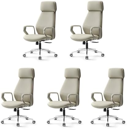 EUREKA ERGONOMIC Aric Executive Office Chair, High Back PU Leather Desk Chair with Lumbar Support, Professional Modern Home Office Chair with Large Headrest & 3-Position Recline(Pack of 5, Beige) by EUREKAERGONOMIC