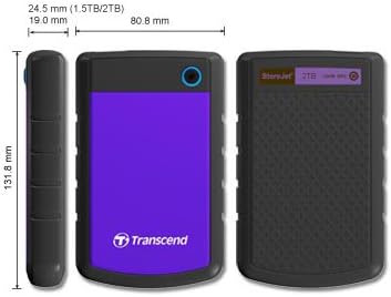 Transcend 2TB StoreJet 25H3 Rugged Portable HDD, One Touch Backup - Image 3