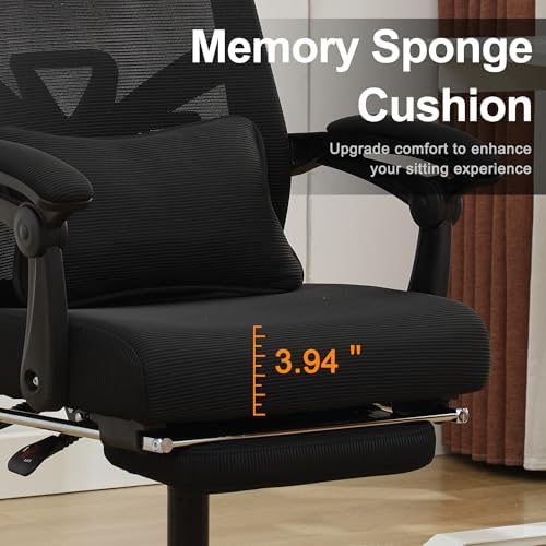 Qulomvs Ergonomic Office Chair with Footrest Home Office Desk Chair with Headrest and Backrest Adjustable Mesh Computer Desk Chair with Wheels 360 Swivel Task Chair - Image 3