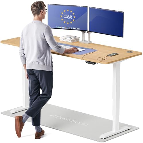 Desktronic HomePro Standing Desk 80x30 — Made in Europe, Ergonomic Sit Stand Home Office Desk, Electric Height Adjustable, Dual Motor, USB & USB-C Charging, Wobble-Free, Touchscreen, 3 Memory Presets by Desktronic