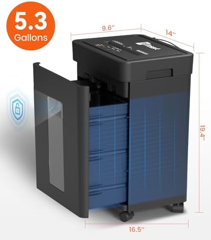 Frossvt Heavy Duty Paper Shredder Micro-Cut High Security Level P-4/12 Sheets 10-Minutes Running Time/AUTO Reverse/ 5.3-Gallon Pull Out Bin, Anti-Jam & Quiet Shredder for Office Home - Image 6