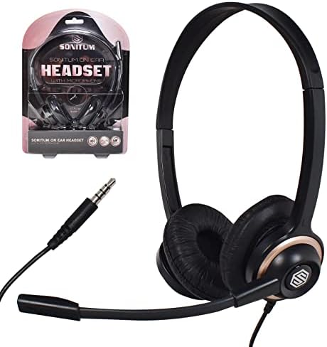 Sonitum Bulk Headsets With Microphone (10 Pack) - Noise Canceling Computer Headset For Office, Meetings, Chat- Comfortable Over-Ear PC Headphones With Rotating Mic- 3.5 Jack For Universal Connectivity by Sonitum