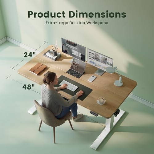 CubiCubi 48 x 24 Electric Standing Desk, Height Adjustable, Maple - Image 3