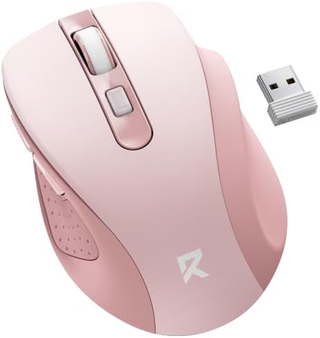 Redragon Wireless Mouse for Laptop, Bluetooth Mouse (BT5.0/3.0&2.4G) with 5 Level 4000DPI, Silent Cordless Computer Mice 6 Buttons,18 Months Battery,Compatible with PC, Laptop, Desktop-Pink by REDRAGON