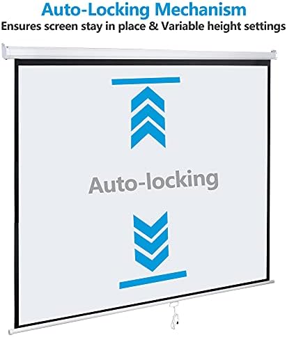 SUPER DEAL 120'' Projector Screen, Retractable Projection Screen Manual Pull Down HD Screen 1:1 Format for Home Cinema Theater Presentation Education Outdoor Indoor Public Display - Image 5
