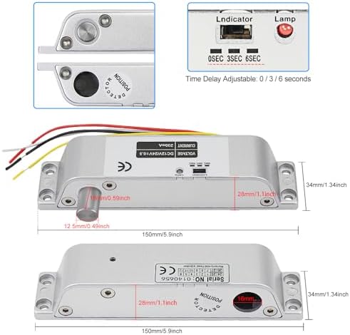 Electric Drop Bolt Lock DC 12V Fail Safe NC Mode Electronic Door Lock for Access Control Security System with Time Delay - Image 4