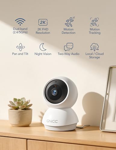 GNCC 2K Cameras for Home Security,360°Pan/Tilt Indoor Camera with APP,2Pack - Image 2