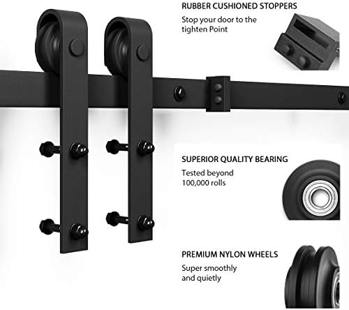 SMARTSTANDARD 7 FT Double Barn Door Hardware Kit, Fit 21" Wide Door Panel - Image 7