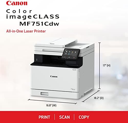 Canon imageCLASS MF751Cdw - Wireless Duplex Color Laser Printer, Multifunction with Copier, Scanner, Automatic Document Feeder, Mobile Ready, 3 Year Limited Warranty, 35 PPM, White - Image 2