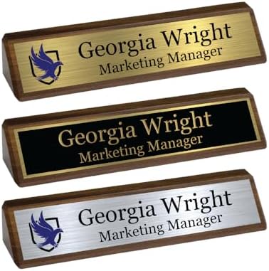 Gem Awards Custom Name Plate for Desk, Walnut Insert, 2x8 Inch by GemAwards