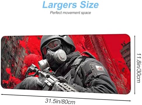 Tactical Soldier Gaming Mouse Pad – 31.5" x 11.8" Extended Desk Mat with Red Urban Battle Scene – Non-Slip Base, Smooth Surface for Gamers & Office Use - Image 2