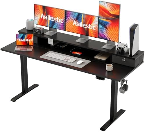 Agilestic 63 * 24 Inch Electric Standing Desk with Drawers, Black by Agilestic