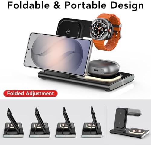 Wireless Charger for Samsung Charging Station, Foldable & Nightlight - Image 4