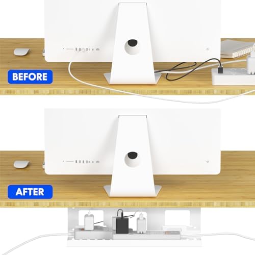 FLEXISPOT Under Desk Cable Management for Office and Home - Standing Desk Metal Raceway Wires Tray (White) - Image 4
