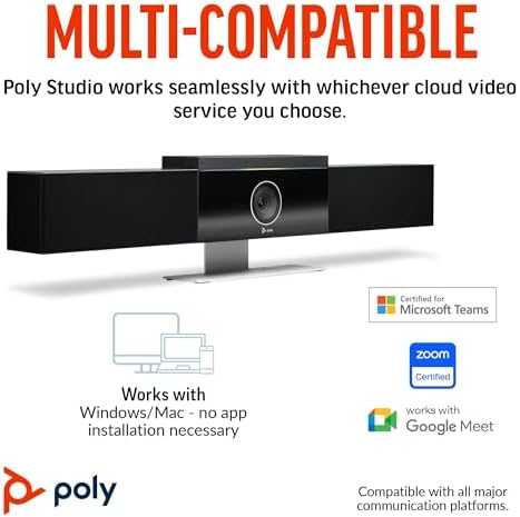 TWA Bundle of Poly Studio 4K USB Video Conference System Camera, Microphone, Speaker Bar for Small & Medium Conference Rooms, Presenter Tracking, NoiseBlock AI, Autoframing with Microfiber Cloth - Image 5