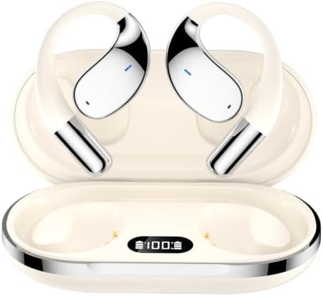 Wireless Headset Wireless Headphones Handsfree Call Wireless Earpiece Noise Cancellation Earbud Earphones Mic Compatible with Cell Phones Car Driver Trucker Business Office (Warm White with box) by TOPEPOP