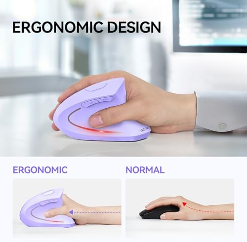 TECKNET Ergonomic Mouse, 4800 DPI Wireless Bluetooth Vertical, 3-Device - Image 5