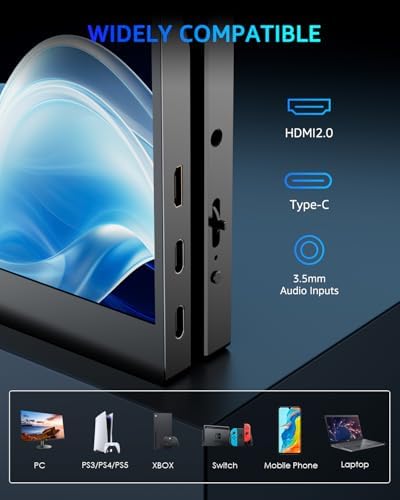 Yodoit Portable Monitor 144Hz 15.6Inch - 1080P Gaming Screen for Laptop IPS Display with USB Type C Port and Speakers with Smart Cover Metal Compatible with PC, MacBook, Xbox (Black) - Image 4