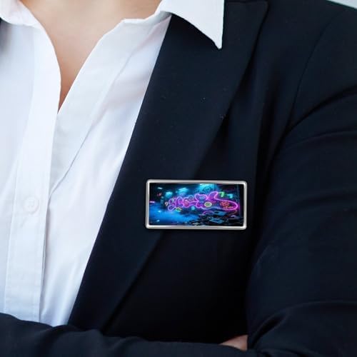 Electronic Graffiti Wall Stainless Steel Name Plate with Pin,Durable Personalized Name Tags,Name Badge for Business Work Lable Sign 1.4 * 2.8 in - Image 6