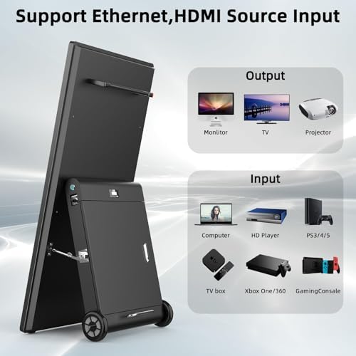 43 Inch Outdoor Digital Signage A-Frame Displays, Rechargeable Digital LCD Kiosks, Moveable Commercial Totem, IP65 Waterproof, Auto Adjustment 2000nits High Brightness Screen, High Capacity Battery for Restaurant/Bar/Food Truck/Store - Image 5