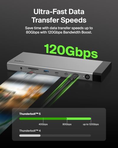 Belkin 140W Thunderbolt™ 5 Dock, 14-in-1 Docking Station, 4K@144Hz Display - Image 4