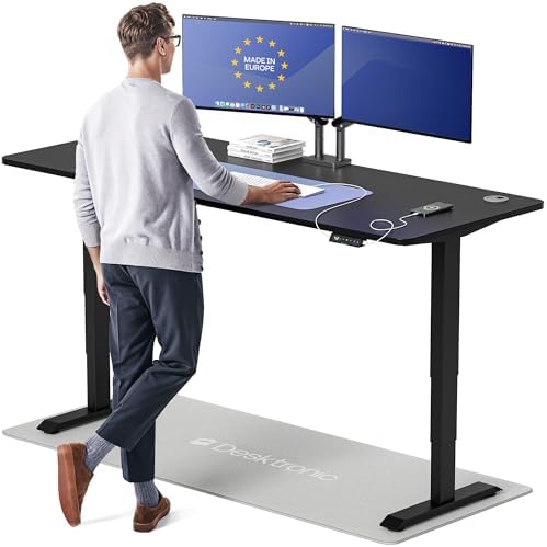 Desktronic HomePro Standing Desk 80x30 — Made in Europe, Ergonomic Sit Stand Home Office Desk, Electric Height Adjustable, Dual Motor, USB & USB-C Charging, Wobble-Free, Touchscreen, 3 Memory Presets by Desktronic