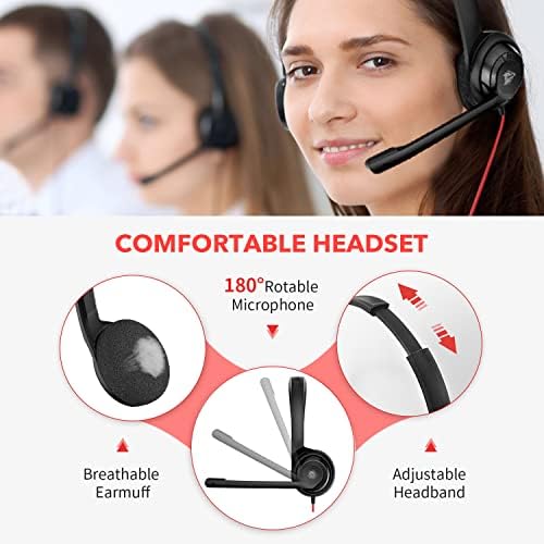 NUBWO HW02 USB C/3.5mm Headset with Mic for Laptop, Phone,Headphones with Noise Cancelling Microphone for Computer, On-Ear Wired Office Call Center Headset for Boom SkypeWebinars, in-line Control - Image 5