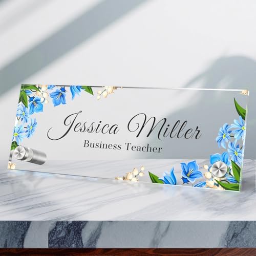Personalized Acrylic Office Desk Name Plate with Standoff Barrels by nyareka