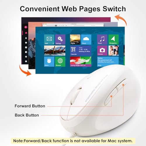 SANWA Wired Ergonomic Mouse, Vertical Mouse for Small & Medium Hands, White - Image 6