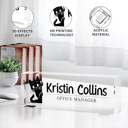 Custom Name Plate for Desk, Personalized Desk Name Plate on Clear Acrylic Glass, Appreciation Gifts for Teacher Employee Boss Coworkers Nurse, Office Desktop Accessories For Women Men (Slate) - Image 5