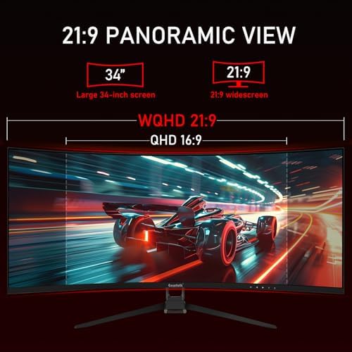 Gawfolk 34 Inch Ultrawide Curved 144Hz Gaming Monitor,UWQHD PC Screen - Image 3