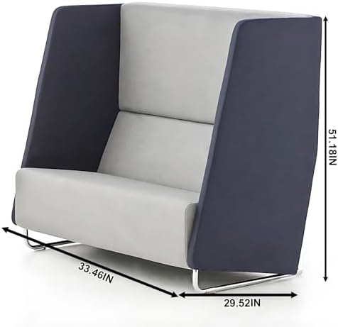 Privacy Seat - Office Guest & Reception Chairs Include Polygonal Backrest Design,Unique Privacy Chair&Modular Seating with Tilt Style&Solid Wood Frame for Reception Room,Library (Grey) - Image 2