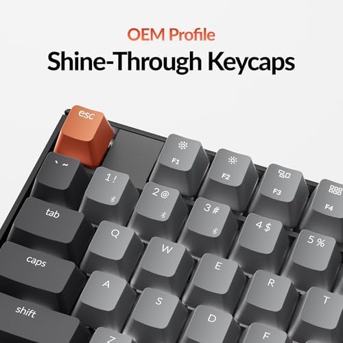 Keychron K10 Full Size 104 Keys Bluetooth Wireless Mechanical Gaming Keyboard for Mac Windows with Keychron Silent K Pro Red Switch, Multitasking/White LED Backlight/USB C Wired Computer Keyboard - Image 4