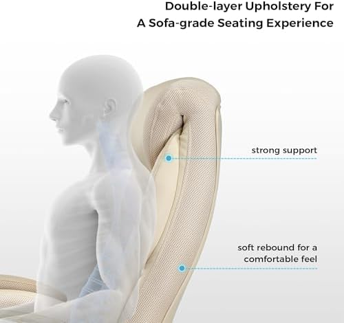 EUREKA ERGONOMIC Galene Executive Office Chair Flip Up Arm Rest, Ergonomic Desk Chair Faux Leather Computer Chair, High Back Office Chair with Headrest, Home Office Desk Chairs with Wheels, Beige - Image 4