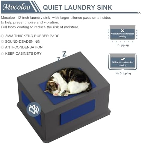 Mocoloo 21 Inch Laundry Sink - 21 x 18 Undermount Utility Sinks 16 Gauge Single Bowl Stainless Steel Utility Sink 12 Inch Deep Laundry Room Sinks Under Counter Seamless Handmade Basin - Image 6