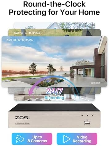 ZOSI 8CH CCTV Camera System, H.265+ 5MP Lite DVR Recorder with 4 x 1080P Outdoor Indoor Security Bullet Cameras, AI Human Vehicle Detection, 80ft Night Vision, Remote Access, NO Hard Drive - Image 7