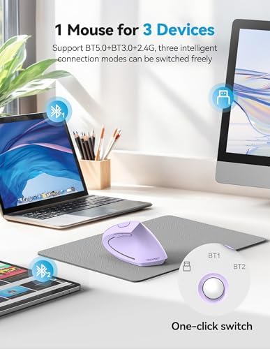 TECKNET Ergonomic Mouse Wireless, Rechargeable Vertical Mice Right Hand - Image 2
