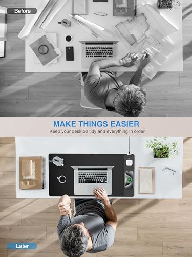 TopMade Mouse Pad with 15W Wireless Charging, Classic Black Desk Mat - Image 5